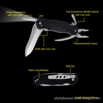 Own Design Multi Function Tool with Big Knife Blade & LED (#8181-LED)